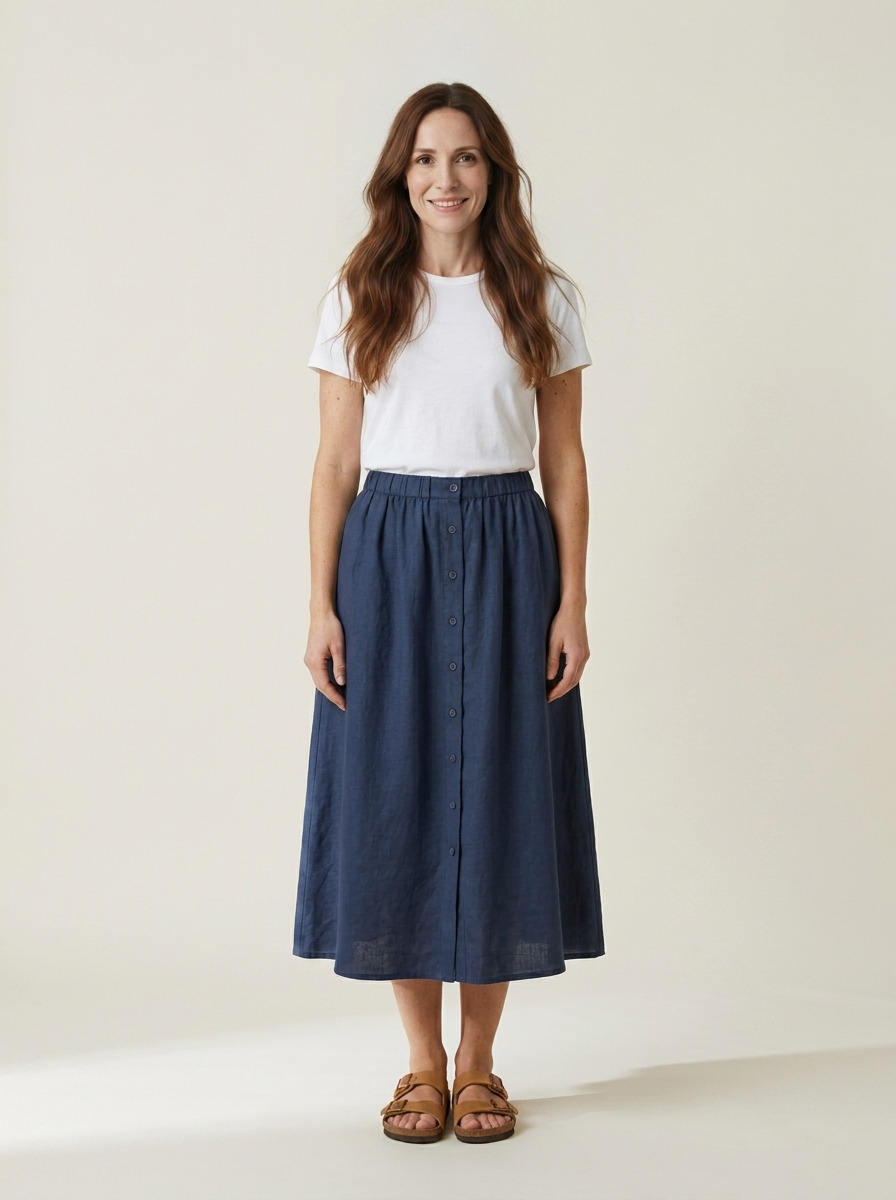 Effie Linen Skirt · Nightwatch Navy