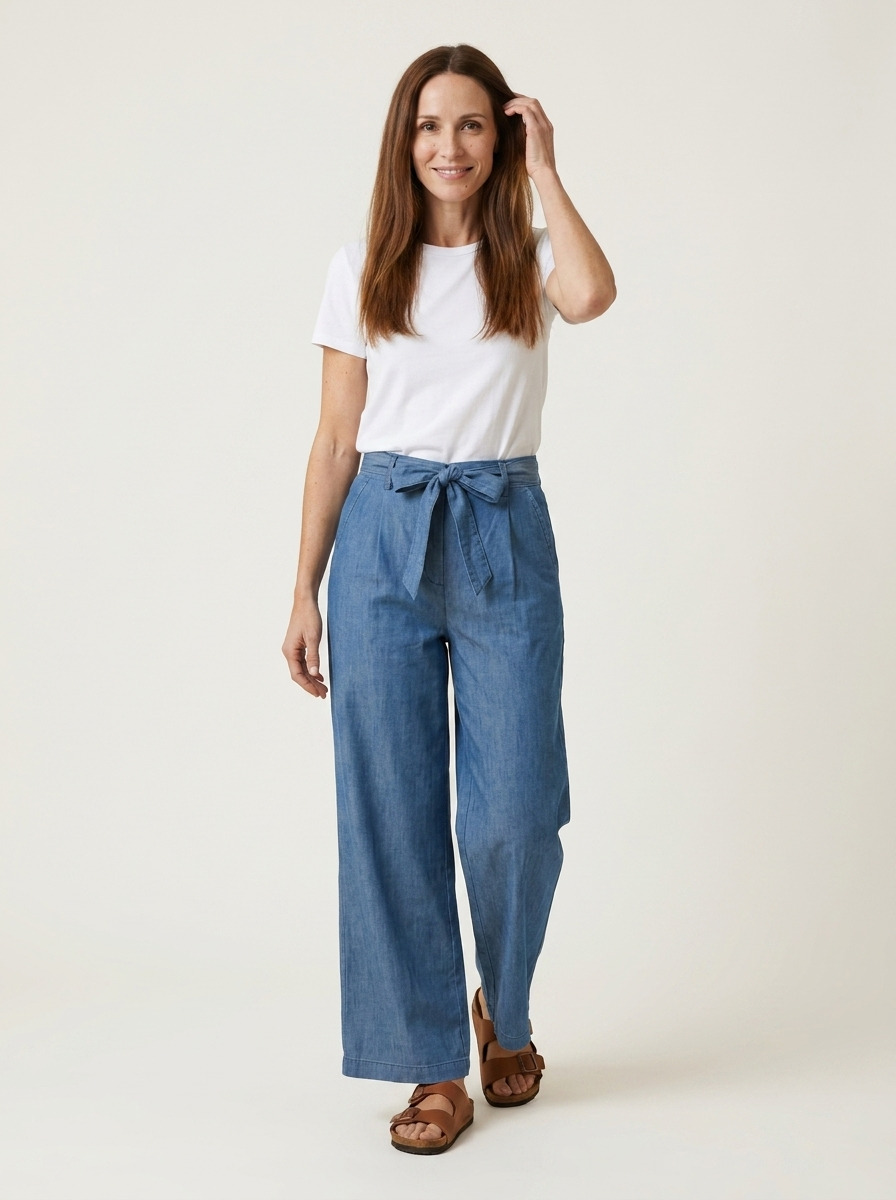 Junie Chambray Trouser · Mid Denim