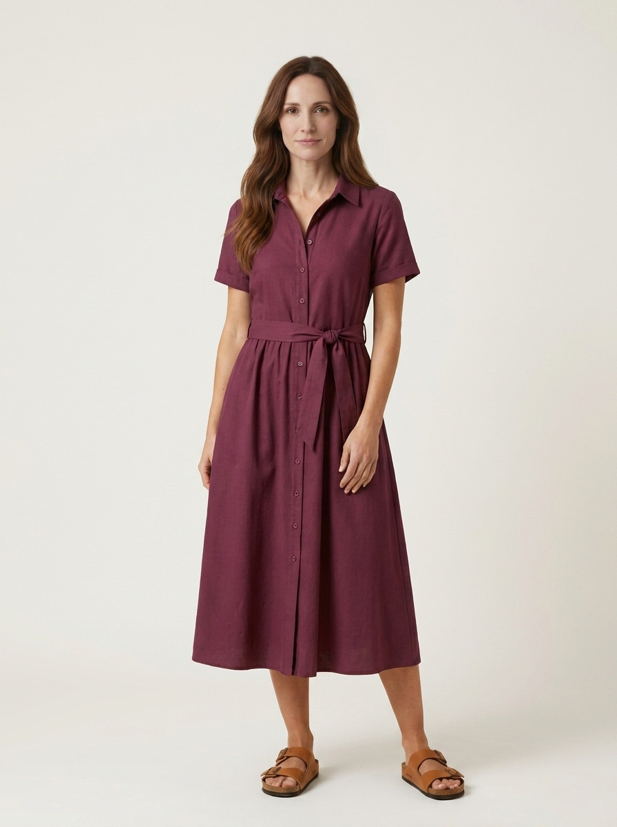 Celestie Shirt Dress · Plum
