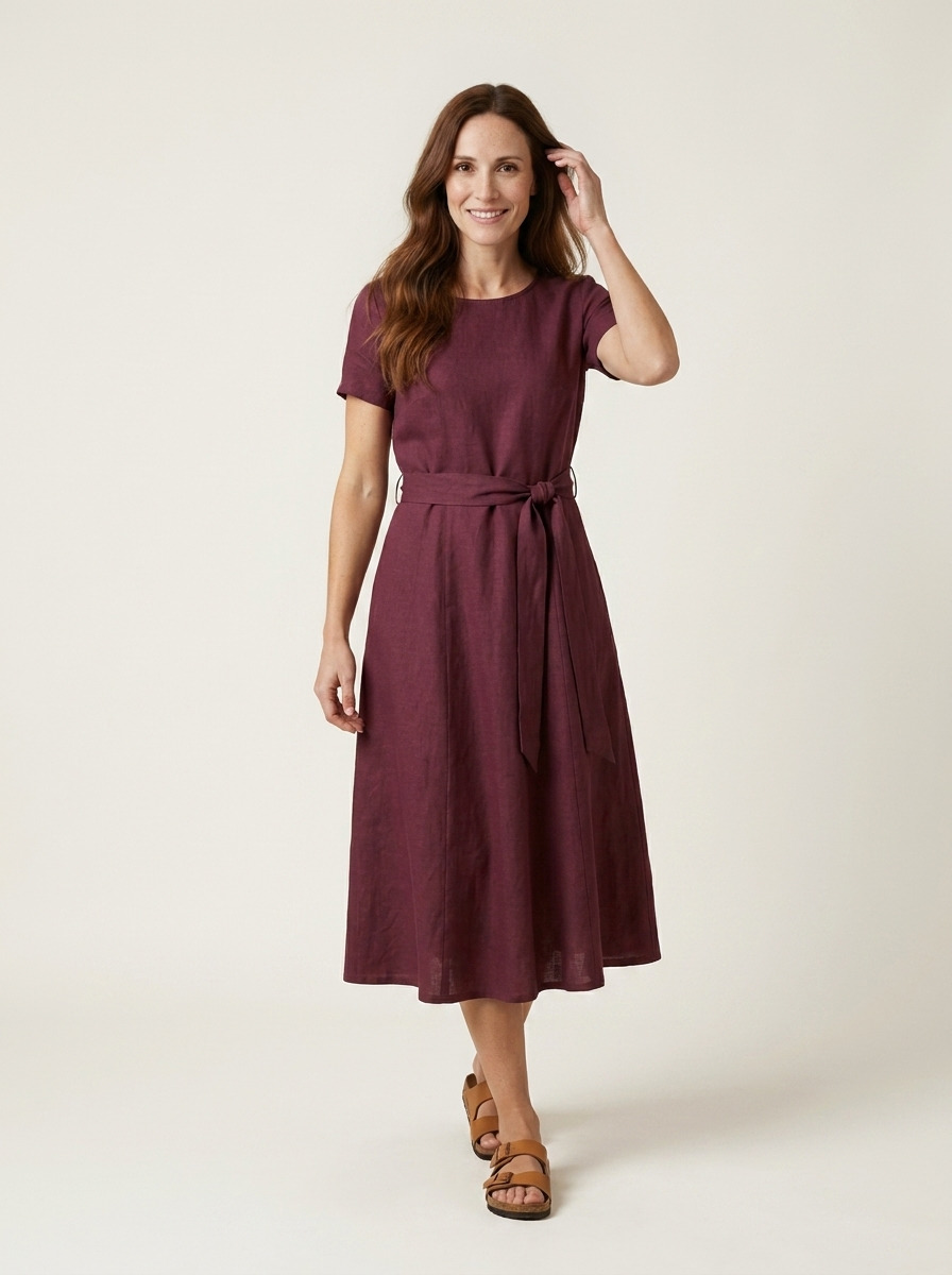 Winnie Belted Dress · Plum