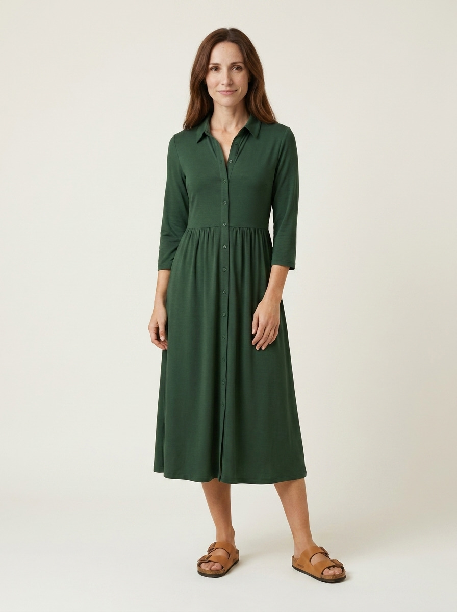 Ivie Shirt Dress · Forest Green